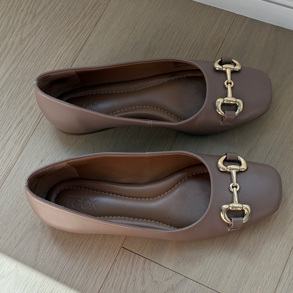 Dark Beige Leather Flats